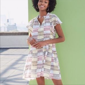 Loft Striped Tiered Flounce Dress